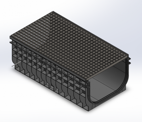 Комплект Gidrolica Light: лоток водоотводный ЛВ-50.55.38,5: - пластиковый c решеткой РВ -50.55.100 ячеистой стальной оцинкованной, кл. А15 купить в компании "ДРЕНАЖ", цены от 28 644 ₽